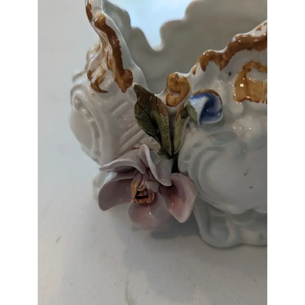 Bone China Vase Hand Painted Made In Italy Cottage Chic Decor Dainty